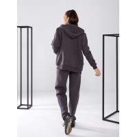 Женский теплый спортивный на флисе графитового цвета 30056