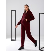 Жіночий теплий спортивний на флісі бордового кольору 30057