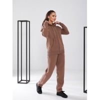 Жіночий теплий спортивний на флісі кавового кольору 30058