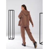Жіночий теплий спортивний на флісі кавового кольору 30058