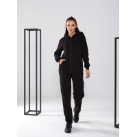 Жіночий теплий спортивний на флісі чорного кольору 30059