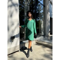 В'язана сукня до колін зеленого кольору 30069