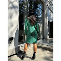 В'язана сукня до колін зеленого кольору 30069