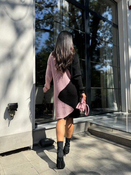 В'язана сукня до колін чорного кольору 30070