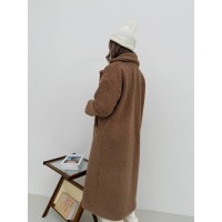 Жіноче тепле пальто з хутра Тедді кавового кольору 30113