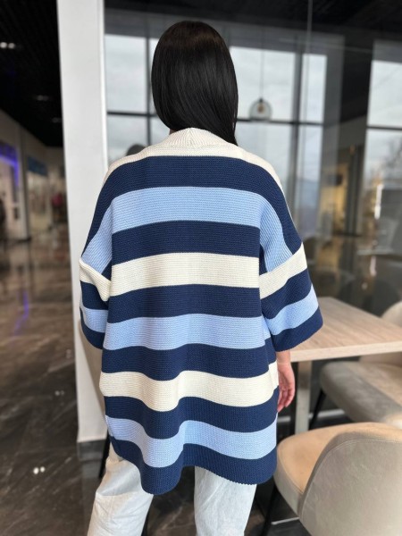 Жіночий в'язаний кардиган синього кольору 30136