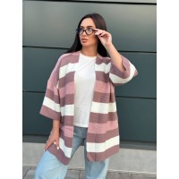 Жіночий в'язаний кардиган пудрового кольору 30138