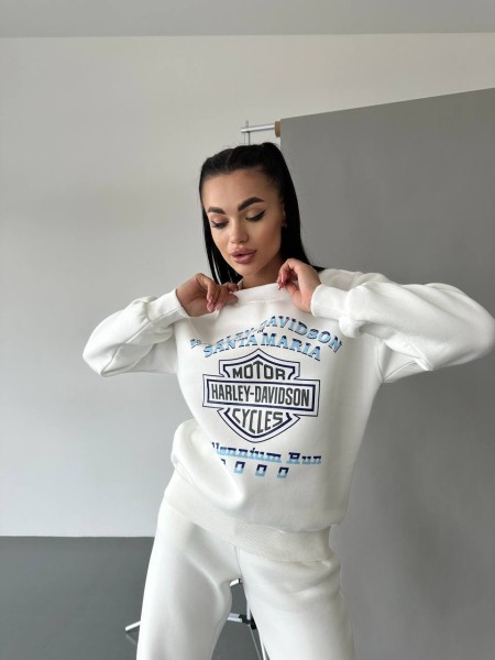 Жіночий теплий світшот молочного кольору 30139