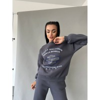 Женский теплый свитшот графитового цвета 30143