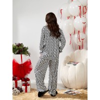 Жіночий шовковий домашній комплект молочного кольору 30159