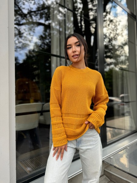 Жіночий базовий светр помаранчевого кольору 30178