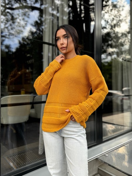 Жіночий базовий светр помаранчевого кольору 30178