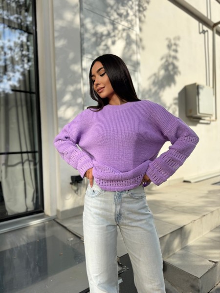 Жіночий базовий светр бузкового кольору 30180