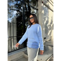 Жіночий базовий светр блакитного кольору 30181