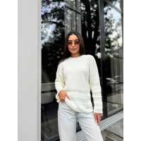 Жіночий базовий светр молочного кольору 30182