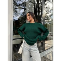 Жіночий базовий светр смарагдового кольору 30183