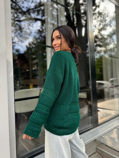Жіночий базовий светр смарагдового кольору 30183