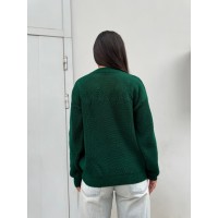 Класичний жіночий светр смарагдового кольору 30184