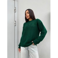 Класичний жіночий светр смарагдового кольору 30184