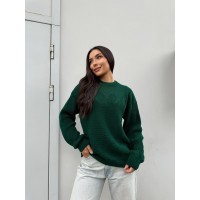 Класичний жіночий светр смарагдового кольору 30184