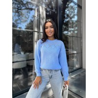 Класичний жіночий светр блакитного кольору 30185