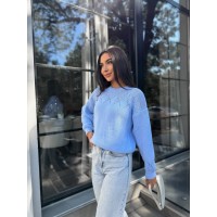 Класичний жіночий светр блакитного кольору 30185