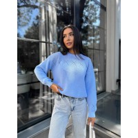 Класичний жіночий светр блакитного кольору 30185