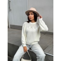 Класичний жіночий светр молочного кольору 30187