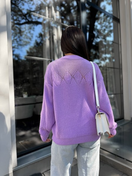 Класичний жіночий светр бузкового кольору 30189