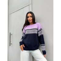 Жіночий універсальний светр синьо-бузкового кольору 30190