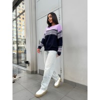 Жіночий універсальний светр синьо-бузкового кольору 30190