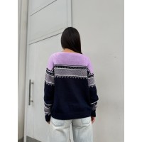 Жіночий універсальний светр синьо-бузкового кольору 30190