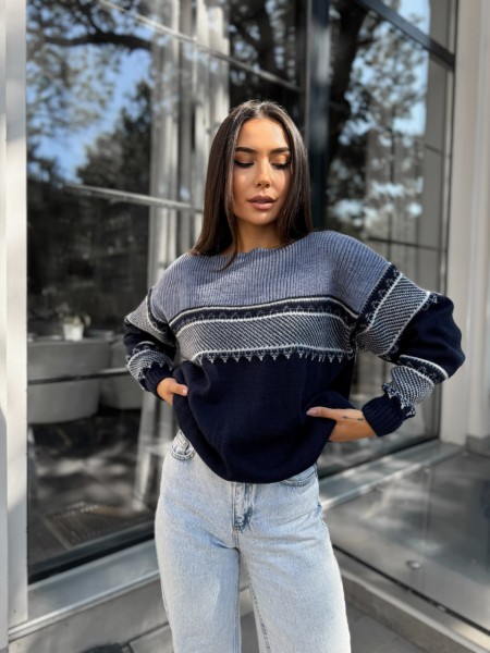 Жіночий універсальний светр синего кольору 30191