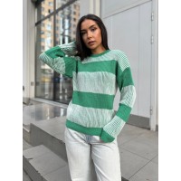 Жіночий трикотажний светр зеленого кольору 30197