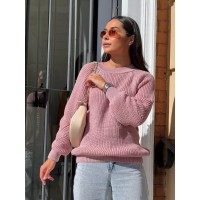Жіночий однотонний светр рожевого кольору 30201