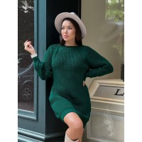 В'язана сукня міні смарагдового кольору 30232