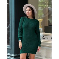 В'язана сукня міні смарагдового кольору 30232