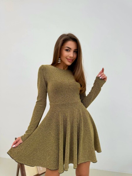 Вечірня сукня клеш золотого кольору 30240