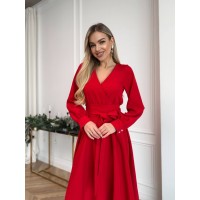 Сукня міді з поясом, червоного кольору 30248