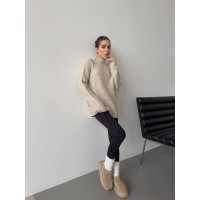 Жіночий теплий светр без шва бежевого кольору 30257