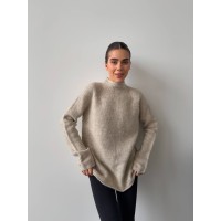 Жіночий теплий светр без шва бежевого кольору 30257
