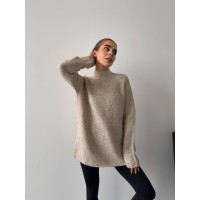 Жіночий теплий светр без шва бежевого кольору 30257