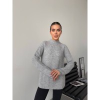 Жіночий теплий светр без шва сiрого кольору 30258