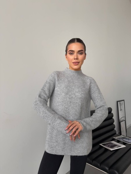 Жіночий теплий светр без шва сiрого кольору 30258