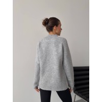 Жіночий теплий светр без шва сiрого кольору 30258