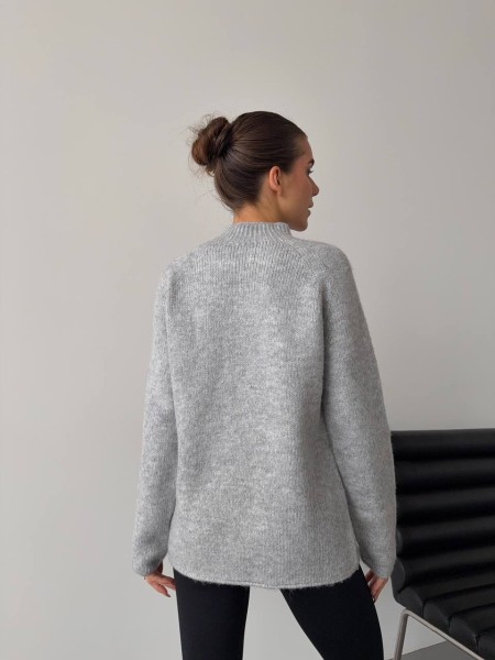 Жіночий теплий светр без шва сiрого кольору 30258