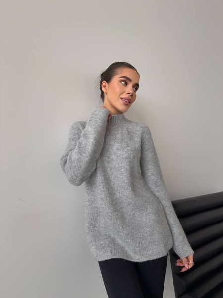 Жіночий теплий светр без шва сiрого кольору 30258