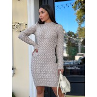 В'язана сукня бежевого кольору 30287