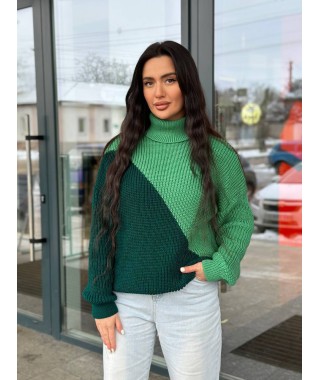 Жіночий светр із горловиною зеленого кольору 30291