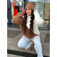 Сукня міні з дрібної в'язки кавового кольору 30293